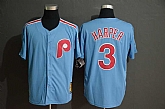 Phillies 3 Bryce Harper Light Blue Cool Base Cooperstown Jersey,baseball caps,new era cap wholesale,wholesale hats